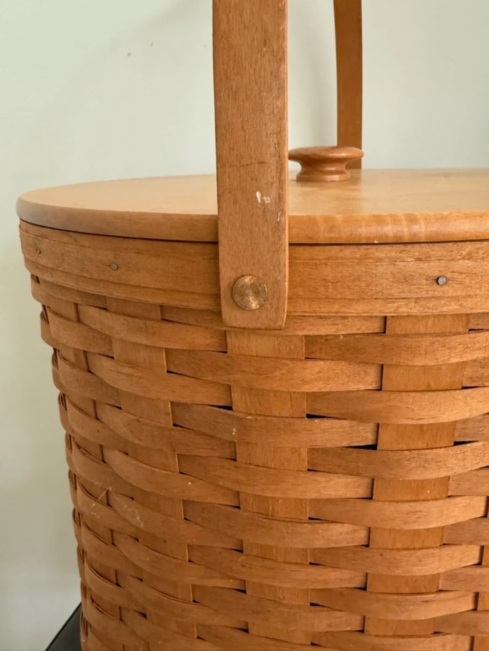 Longaberger Retired 13” Measuring Basket Wood-Lid & Protector